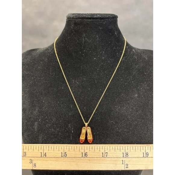 Ruby Red and Gold Tone Slippers Necklace - Picture 3 of 12